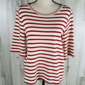 Melloday Striped Red and Ecru Women's Top